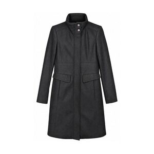 Kenneth Cole New York Womens 4 Black Wool Blend Coat Funnel Neck Zip Front